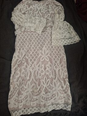 Mustard Seed White Lace Mini Dress